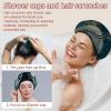 2 PCS Reusable Shower Caps with 2 Satin Scrunchies for Women, Large Waterproof Shower Bonnet Washable Elastic Band Bath Hair Hat for Long Hair, Mountain (2) view 2