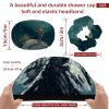 2 PCS Reusable Shower Caps with 2 Satin Scrunchies for Women, Large Waterproof Shower Bonnet Washable Elastic Band Bath Hair Hat for Long Hair, Mountain (2) view 3