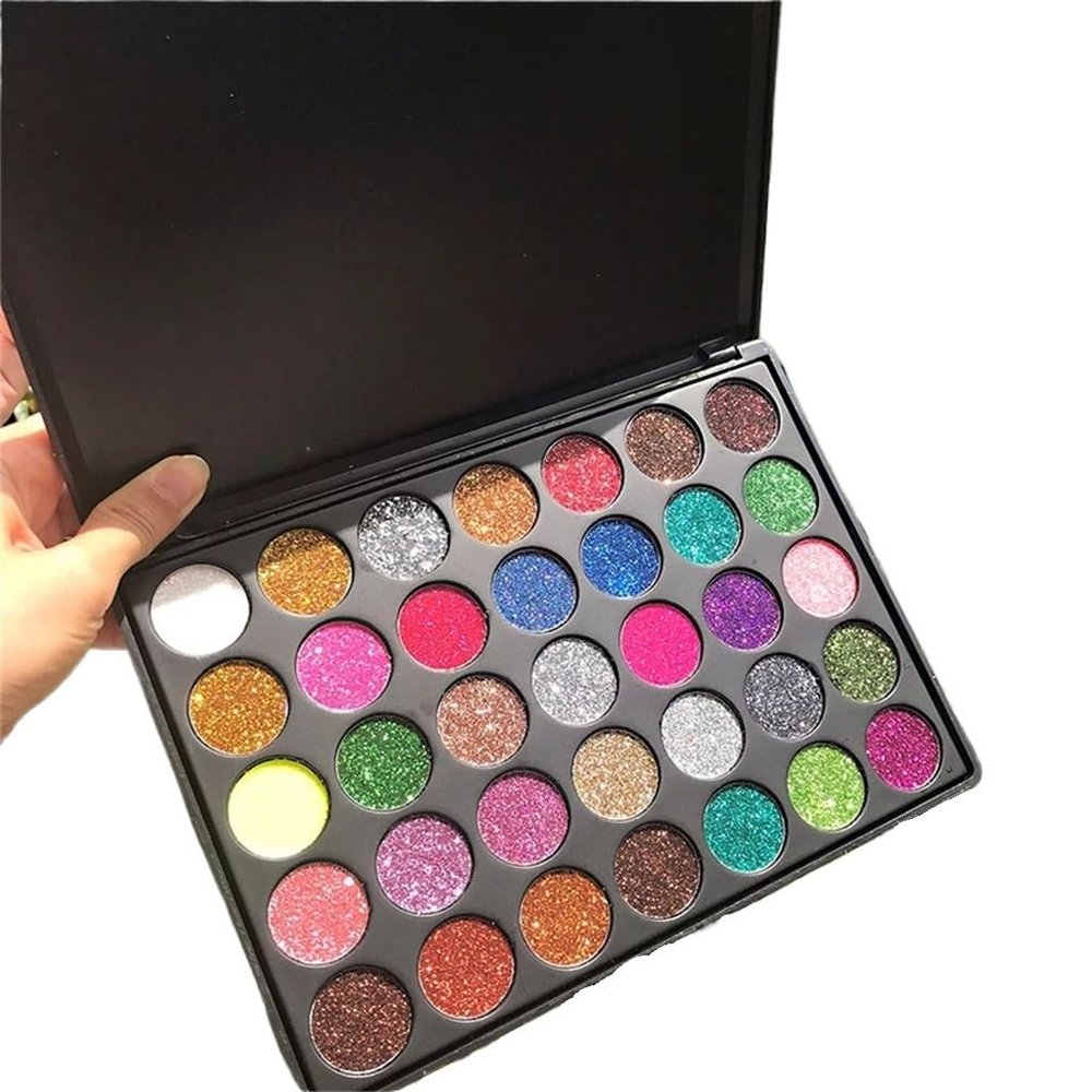 ASWRTYJO 35 Color Shiny Metal Eye Shadow Palette Sequins Body Art Makeup