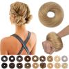 S-noilite Thick Messy Bun Hairpiece Real Human Hair for Women Realistic Natural Tousled Updo Bun Scrunchie Donut Chignon Hair Piece Dark Blonde view 1