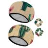 2 PCS Reusable Shower Caps with 2 Satin Scrunchies for Women, Large Waterproof Shower Bonnet Washable Elastic Band Bath Hair Hat for Long Hair, Hand Drawn Cactus (12) view 1