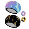 2 Sets Large name) Shower Caps for Women, Waterproof Shower Cap Double Layers Bath Caps for Women Long Thick Hair view 1