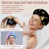 2 Sets Large name) Shower Caps for Women, Waterproof Shower Cap Double Layers Bath Caps for Women Long Thick Hair view 2