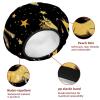 2 Sets Large name) Shower Caps for Women, Waterproof Shower Cap Double Layers Bath Caps for Women Long Thick Hair view 4