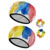 2 PCS Reusable Shower Caps with 2 Satin Scrunchies for Women, Large Waterproof Shower Bonnet Washable Elastic Band Bath Hair Hat for Long Hair, yellow orange red blue and pink (4) view 1