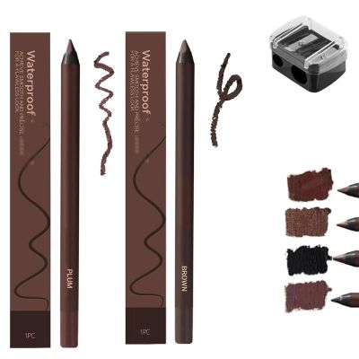 Chocolate and Plum Eyeliner Duo, Chocolates and Plums Waterproof Eyeliner, 24 Hr Waterproof Eyeliners Duo Sharpenable Eye Pencil (Plum+Brown)