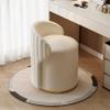 Round Swivel Vanity Chair with Back, Artificial Leather Upholstered Vanity Stool, Foot Stool for Living Room, Bedroom, Makeup Room, Beauty Salon, Nail Room (White) view 1