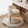 Round Swivel Vanity Chair with Back, Artificial Leather Upholstered Vanity Stool, Foot Stool for Living Room, Bedroom, Makeup Room, Beauty Salon, Nail Room (White) view 4