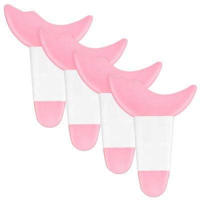 4 PCS Mascara Eyelash Applicator Guard Tool, Reusable Silicone Eyeliner Aid Mascara Shield Pink Eyelash Lipstick Eyeshadow Applicators Aid Tool Multifunctional Makeup Stencil for Women, Beginners