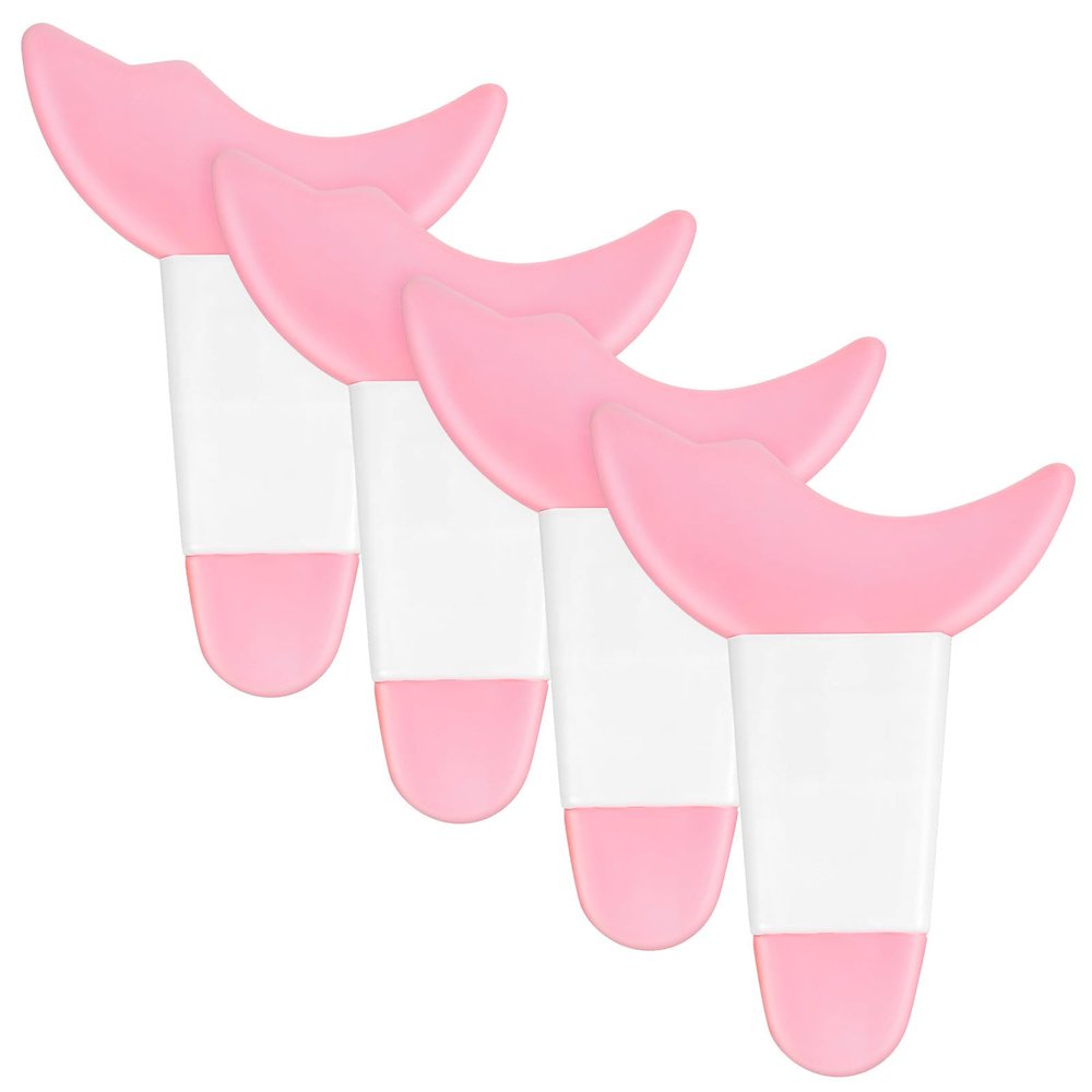 4 PCS Mascara Eyelash Applicator Guard Tool, Reusable Silicone Eyeliner Aid Mascara Shield Pink Eyelash Lipstick Eyeshadow Applicators Aid Tool Multifunctional Makeup Stencil for Women, Beginners