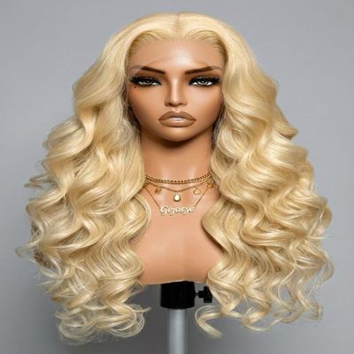 Gejotye 613 Blonde Wig Human Hair, Lace Front Wig Body Wave 13x6 HD Lace, 180% Density, PURE HUMAN HAIR, NO SYNTHETIC BLEND, TRUE TO LENGTH 24 Inch