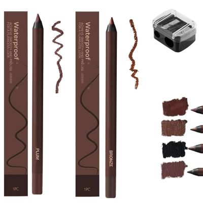 Chocolate and Plum Eyeliner Duo, Chocolates and Plums Waterproof Eyeliner, 24 Hr Waterproof Eyeliners Duo Sharpenable Eye Pencil (Plum+Bronze)