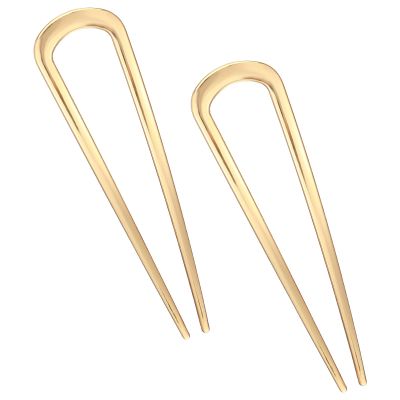 2 Pack French Hair Pins, 4.33 Inch Metal U Shaped Pins, Simple Metal French Hair Forks, Vintage Hair Sticks for Women, Hair Sticks for Buns, Hairstyle Accessories (Gold)