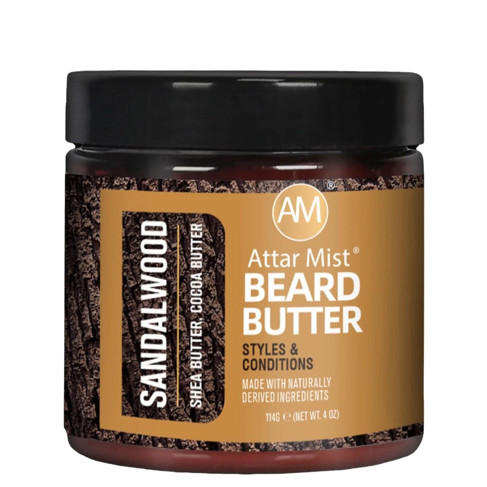 AM Beard Butter Beard Care - Sandalwood Long Lasting Styling and Hydration For a Working Man - Softens and Reduces Itch - Naturally Derived Shea Butter, Cocoa Butter, Coconut Beard Oil for men - 4oz