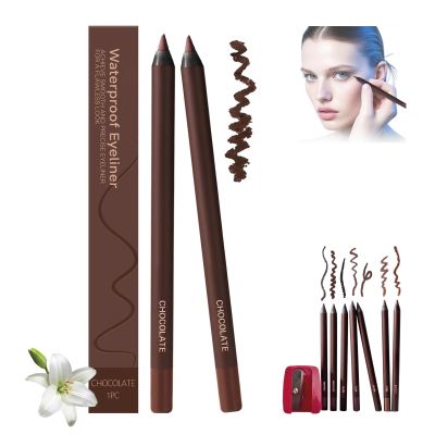24 HR Waterproof Eyeliner Duo Sharpenable Eye Pencil, Chocolate And Plum Eyeliner Duo, 2 in 1 Eye Liner and Eyebrow, Smudge Proof, Long Wear, Waterproof, Smooth & Easy to Color (Chocolate* 2)