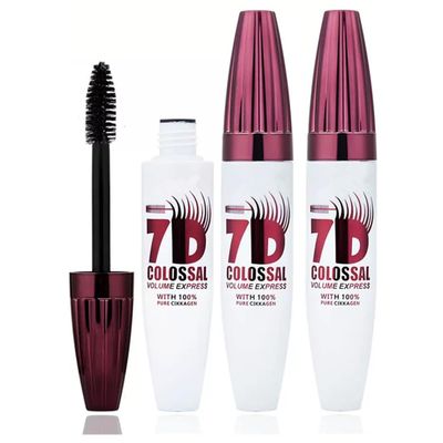 7D Waterproof Volume Mascara, Black Lengthening Thickening Softer Fuller Lashes Mascara, Long Lasting Natural Curling Lashes for Professional Eye Makeup, for Women and Girls (2Pcs)