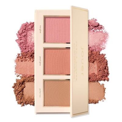 Jouer Prt--Porter Blush & Bronzer Palette - 2 Luminous Blushes + 1 Matte Bronzer, Travel-Friendly with Mirror, Talc-Free Formula, 0.42oz