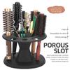 8-Hole Comb and Brush Holder Stand Organizer, Multi-Slot Plastic Storage Rack for Hair Tools, Makeup Brushes, or Stationery  Durable Salon Barber Countertop Organizer (Black) view 2