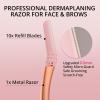Mistfree Dermaplane Razor for Women Face, Eyebrow Razor Refills with 10 Razor Head, Reusable Face Razors, Professional Dermaplaning Tool for Exfoliation, Peach Fuzz Removal, Eyebrow Shaping view 2