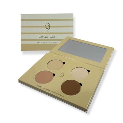Beau Pur Cosmetics On-The-Go 3-Pan Palette  Highlighter, Bronzer & Blush Trio | Travel-Friendly, Cruelty-Free Face Makeup & Contour Palette for All Skin Tones (Light - Fair)