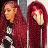 bobili 26 Inch Burgundy Wig Human Hair 13x6 HD Transparent Lace Front Deep Wave Curly Wig 99J Red Human Hair Wig Colored Wine Lace Frontal Wigs Pre Plucked Hairline view 1