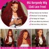 bobili 26 Inch Burgundy Wig Human Hair 13x6 HD Transparent Lace Front Deep Wave Curly Wig 99J Red Human Hair Wig Colored Wine Lace Frontal Wigs Pre Plucked Hairline view 4