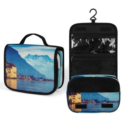 FodPand Lake Geneva Switzerland Toiletry Bag Travel Portable Cosmetic Pouch Makeup Hanging Wash Bag Spacious Cosmetic Pouch