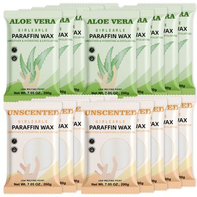 GIRLEARLE Paraffin Wax Refills 20 Packs Unscented & Aloe for Paraffin Wax Bath Machine - for Dry Cracked Skin on Hands, Feet, Elbows - Moisturizing Hydration to Relieve Stiff Muscles & Joints