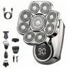 9D Floating Head Shaver for Men, 6-in-1 Detachable Razor, IPX7 Waterproof Wet & Dry, Intelligent LED Display, Rechargeable Cordless Electric Shaver, 1 Set Silver(1 Set Silver) view 1