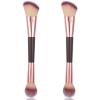2PCS Face Brushes Double-Ended, Contour Brushes for Makeup, Round & Angled Design, All-in-One Makeup Tool 100% Vegan Synthetic Bristles, for Blush/Contour/Highlighter (Rose Gold, Brown) view 1