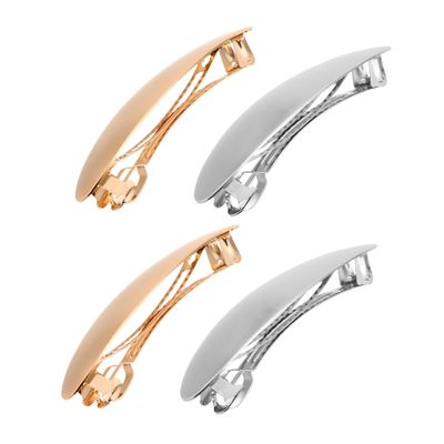 PRETYZOOM 4pcs Oval Metal Hair Barrettes for Women Elegant French Style Hair Clips with Smooth Polished Surface for Formal Occasions Weddings Holidays