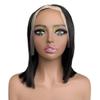 100% Raw Human Hair Wig Straight Natural Black Bob Lace Frontal Wig 250 Density Natural Hairline Look view 1