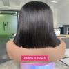 100% Raw Human Hair Wig Straight Natural Black Bob Lace Frontal Wig 250 Density Natural Hairline Look view 2