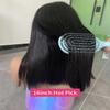 100% Raw Human Hair Wig Straight Natural Black Bob Lace Frontal Wig 250 Density Natural Hairline Look view 4