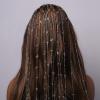 HYQFSAD Glamorous Crystal Tassel Headband Elegant Rhinestone Net Hairpiece for Women, Stage Catwalk Wedding Headwear(Gold) view 3