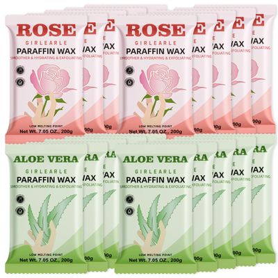 GIRLEARLE Paraffin Wax Refills 20 Packs Aloe & Rose for Paraffin Wax Bath Machine - for Dry Cracked Skin on Hands, Feet, Elbows - Moisturizing Hydration to Relieve Stiff Muscles & Joints