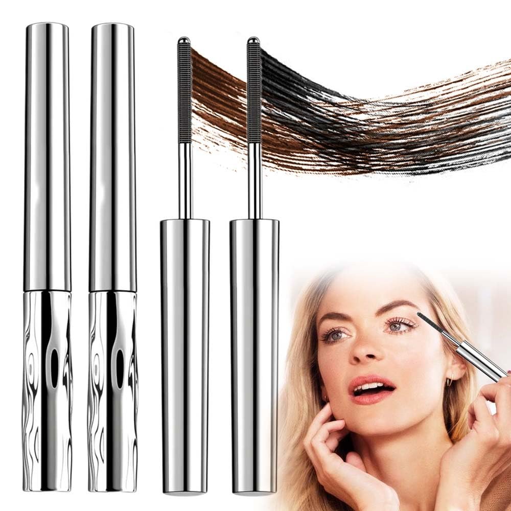 2026 New Iron Wand Mascara, 2026 Upgraded Metal Mascara Wand, Waterproof 3D Curling Metal Wands Mascaras, Buildable Length and Volumizing Smudge Proof No Flaking (Black+Brown)