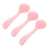 STOBAZA 3pcs Manual Silicone Face Brush Soft Facial Cleanser for Women Pink Gentle Exfoliating Scrubber with Long Handle Design for Deep Pore Cleansing and Makeup Removal view 1