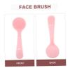 STOBAZA 3pcs Manual Silicone Face Brush Soft Facial Cleanser for Women Pink Gentle Exfoliating Scrubber with Long Handle Design for Deep Pore Cleansing and Makeup Removal view 3