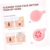 STOBAZA 3pcs Manual Silicone Face Brush Soft Facial Cleanser for Women Pink Gentle Exfoliating Scrubber with Long Handle Design for Deep Pore Cleansing and Makeup Removal view 4