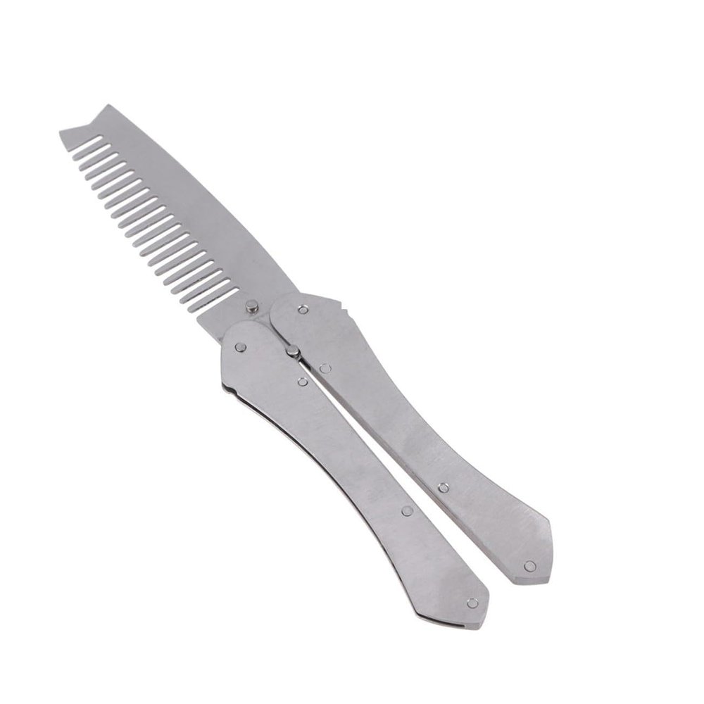 Alipis Men S Stainless Steel Beard Comb Folding Anti-static Mustache Grooming Tool Broken-resistant for Home and Barber Salon Use