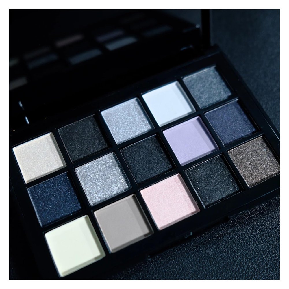 ASWRTYJO Black Smoked Eye Shadow Palette 15 Colors Neutral Makeup Shiny Pearl Sequins