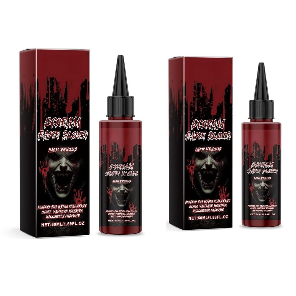 2PCS Fake Blood Spray for Halloween, Washable Fake Blood Makeup, Realistic Fake Blood, Halloween Fake Blood for Face & Skin for Costume, Sfx & Cosplay Make Up 2 Packs