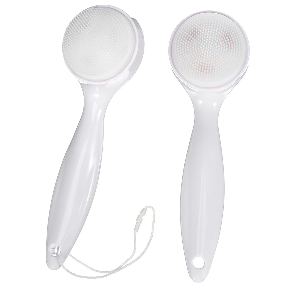 Alipis 2pcs Manual Silicone Facial Cleansing Brush Soft Exfoliating Face Scrubber with Detachable Heads Gentle Handheld Scrubbers for Deep Cleaning and Skin Care