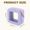 uxcell Clear Makeup Bag, 5" x 5" Small Cosmetic Bag Case Transparent Toiletry Organizer with Zippers, Portable Makeup Pouch for Daily Use Travel, Purple view 2