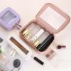 uxcell Clear Makeup Bag, 5" x 5" Small Cosmetic Bag Case Transparent Toiletry Organizer with Zippers, Portable Makeup Pouch for Daily Use Travel, Purple view 4