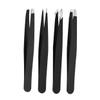 Beaupretty 4Pcs Stainless Steel Eyebrow Tweezers Black Angled Flat Point Knife Tips Multipurpose Household Lash Tweezer Convenient for Eyelash Application and Hair Removal view 1