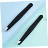 Beaupretty 4Pcs Stainless Steel Eyebrow Tweezers Black Angled Flat Point Knife Tips Multipurpose Household Lash Tweezer Convenient for Eyelash Application and Hair Removal view 4