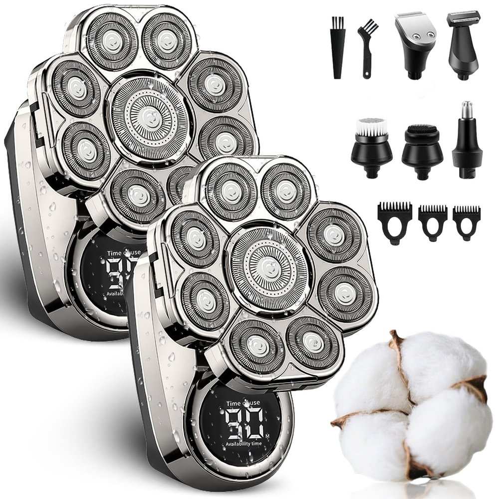 9.0 Ultra Shaver, 2026 New 9.0 Shaver, 9D Floating Head Shavers, Intelligent Led Display Ipx7 Waterproof Wet Dry Shaving, 6-in-1 Detachable Rechargeable Electric Razor for Men (2PCS)