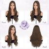 Haloo Brown Wigs with Curtain Bangs - Lace Front Hairline Middle Part Long Layered Natural Looking Wavy Hair Synthetic Women Wig for Daily Party, 22 Inch Light Brown view 2